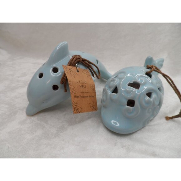 CC Fragrance Other - Dolphin & Whale Sachet Holders Blue Ceramic Nautical Decor